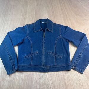 Liz Claiborne Denim Jacket Womens Small Blue Jean Zip Front Long Sleeve Pockets